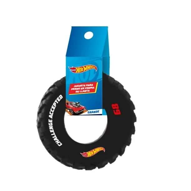 Walmart: Juguete de goma Hot Wheels Llanta grande color negro con estampado para perro