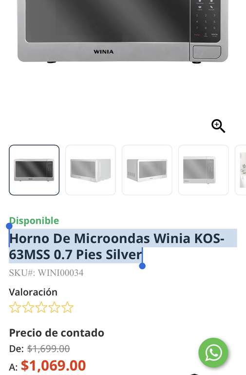 Muebles América: De Microondas Winia KOS-63MSS 0.7 Pies Silver