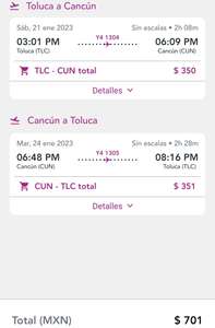 Volaris - Vuelo Redondo Toluca - Cancún TUA incluido Varias fechas (Ejemplo: 21 al 24 de Enero 2023)