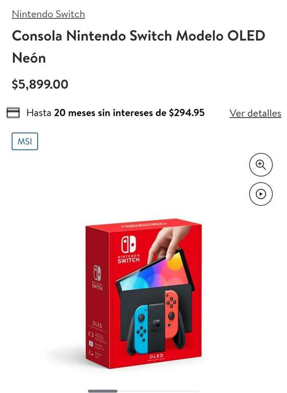 Nintendo Switch Oled $5,899.00 a 20 meses sin intereses