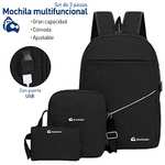 Amazon: Bluelander Mochila Antirrobo para Laptop con Mochila Cruzada y Lapicera, 3 Piezas, Impermeable y Transpirable con Puerto USB