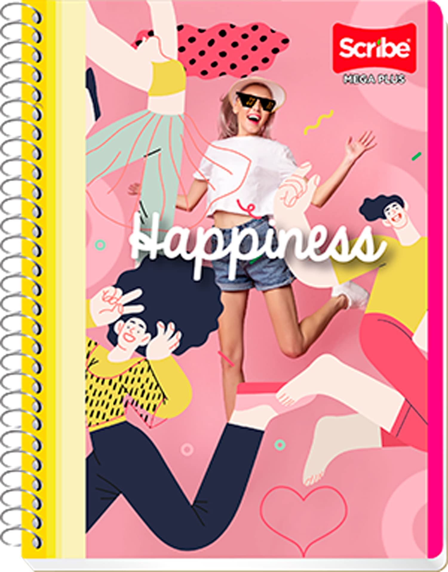 Amazon: Scribe, MEGA PLUS, Cuaderno Francés Espiral Sencillo de Pasta Semi Rígida, Cuadro Chico C.5 de 100 Hojas