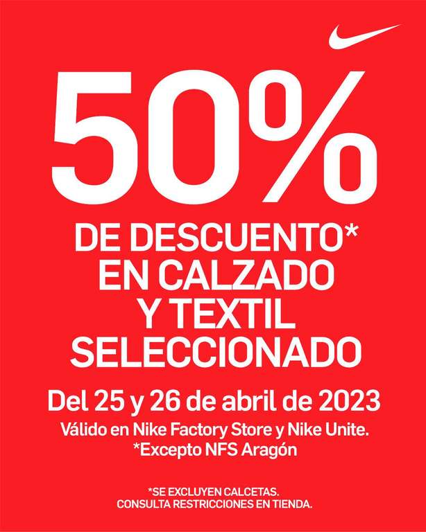 Nike: 50% calzado y ropa (artículos seleccionado)