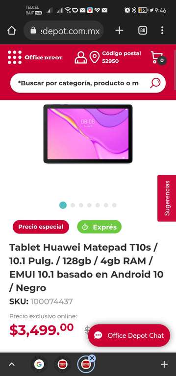 Office Depot Tablet Huawei Matepad T10s / 10.1 Pulg. / 128gb / 4gb RAM