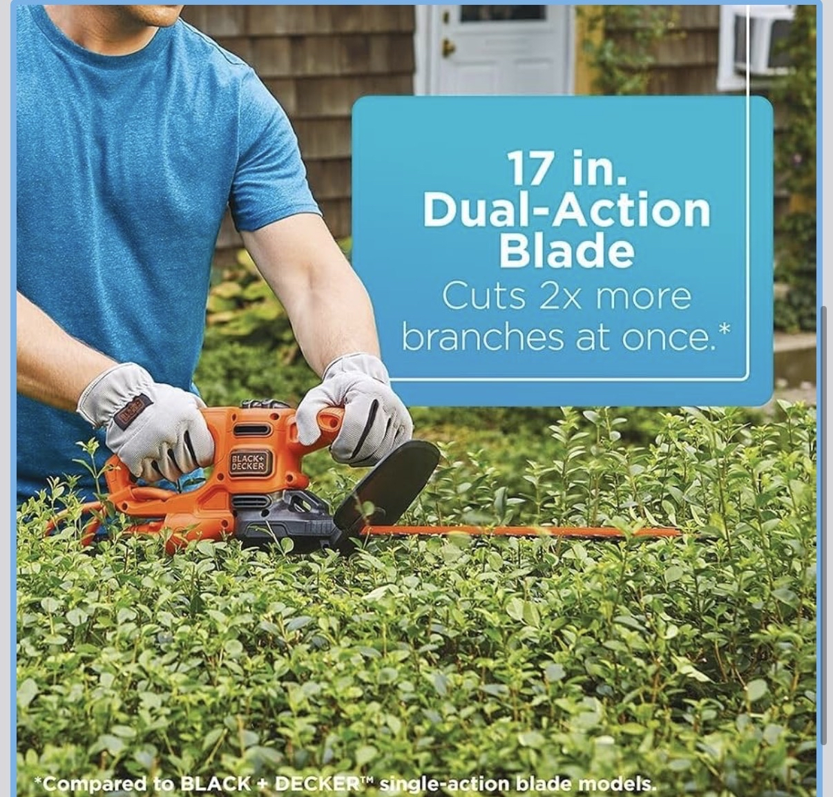 Amazon: Cortasetos eléctrico BLACK+DECKER de 17 pulgadas ideal para podar y darle forma a tus arbustos