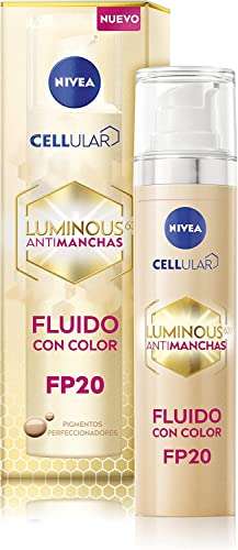 Amazon: NIVEA Cellular LUMINOUS630 Anti-manchas Fluido Facial Aclarador de Piel FPS20 (40 ml) con color, Enriquecido Con Ácido Hialurónico