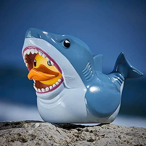 Amazon: TUBBZ JJAWS - Figura de Pato El tiburón se comió un reno dorado hay que sacárselo