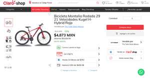 Claroshop: Bicicleta Montaña Rodada 29 21 Velocidades Kugel H-Hybrid Roja