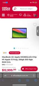 Office Depot: MacBook Air Apple MGN63LA/A Chip M1 Apple 13 Pulg. 256gb SSD 8gb RAM Gris