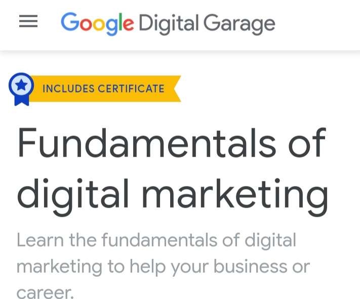 Google. Certificación en fundamentos marketing digital (inglés)