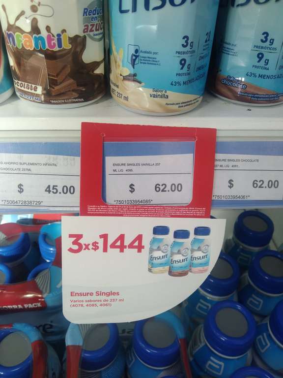 Ensure 3x$144 en farmacias del Ahorro