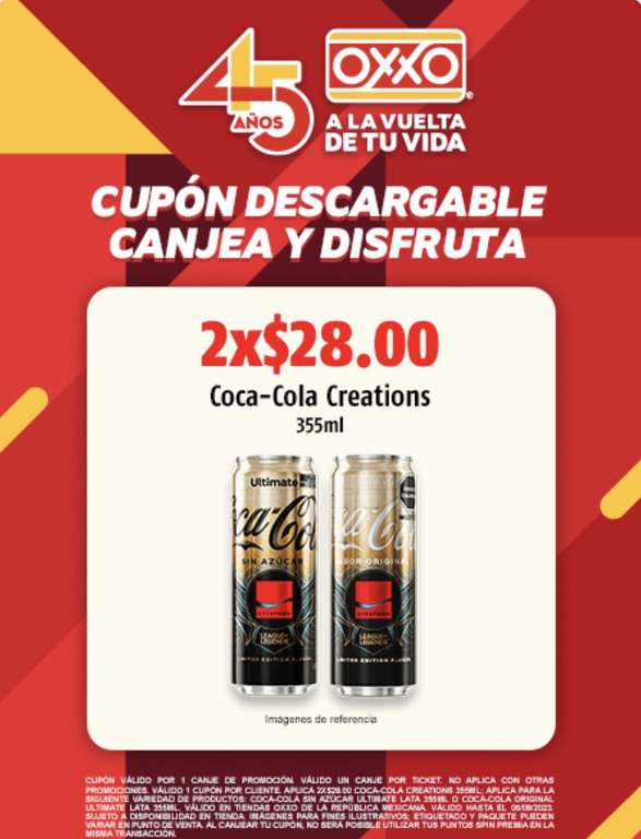 Oxxo: Cupón para 2 Coca Cola creations