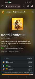 Mortal Kombat 11 Nintendo switch ARGENTINA