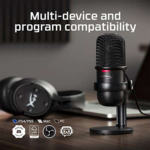 Amazon: HyperX SoloCast - Micrófono Condensador USB patrón Polar cardioide | envío gratis con Prime