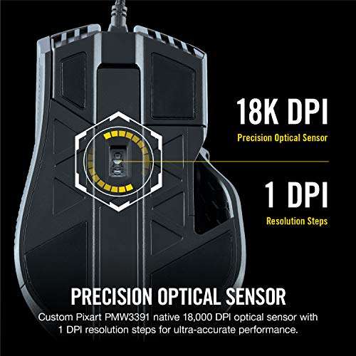 Amazon: Corsair IRONCLAW RGB - FPS y MOBA Mouse Gaming - Sensor óptico de 18,000 ppp - LED RGB retroiluminado