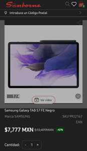 Sanborns: Samsung Galaxy Tab S7 FE