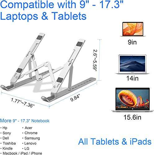 Amazon: Soporte Portátil Plegable, 7 Ángulos Ajustables, Aluminio Atril Soporte para Computadora | Oferta Relámpago