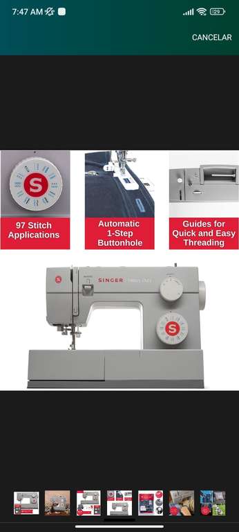 Amazon: SINGER 44S con kit de máquina de coser, gris