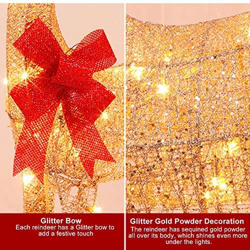 Amazon: 3 piezas de decoraciones de Navidad para exteriores de renos dorados decorativos