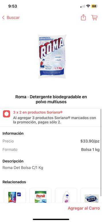 Cornershop-jabón Roma en 23 pesos