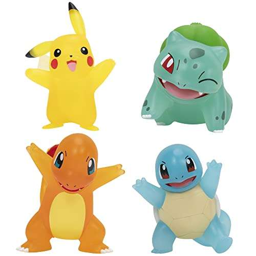 Amazon: Pokemon Paquete de 4 figuras translúcidas con Pikachu, Charmander, Bulbasaur, Squirtle de 3 Pulgadas - Detalles auténticos