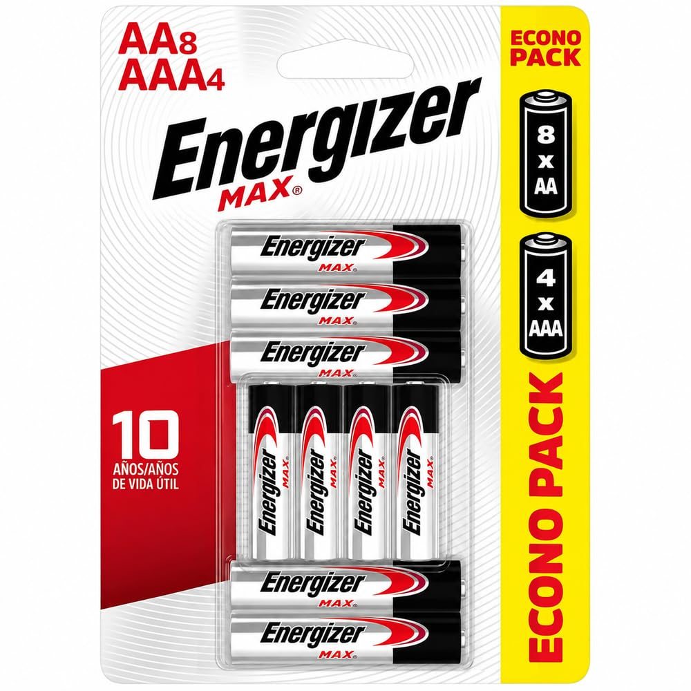 Amazon: Energizer - Pilas Alcalinas AA y AAA, MAX 12 Piezas, 8 Doble A y 4 Triple A