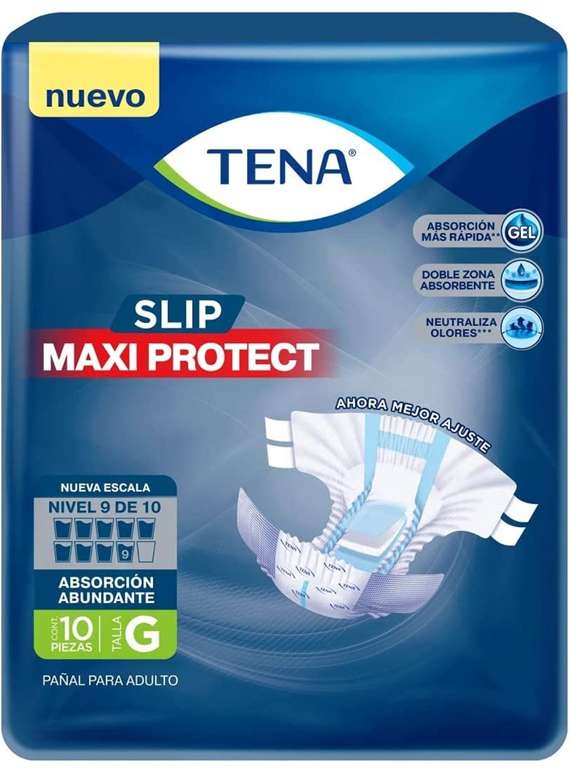 Amazon: TENA Slip Maxi Protect; Protector Anatómico para Incontinencia, Talla Grande; TENA; 10 Piezas