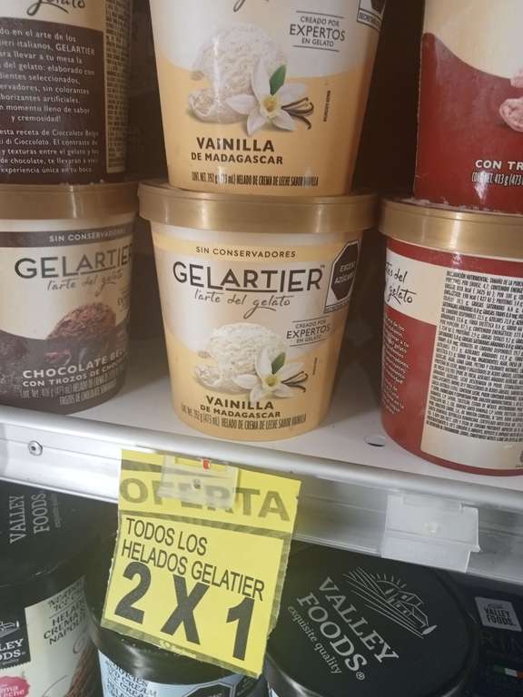 Soriana hiper sendero: Oferta de helado gelartier de 473g 2x1