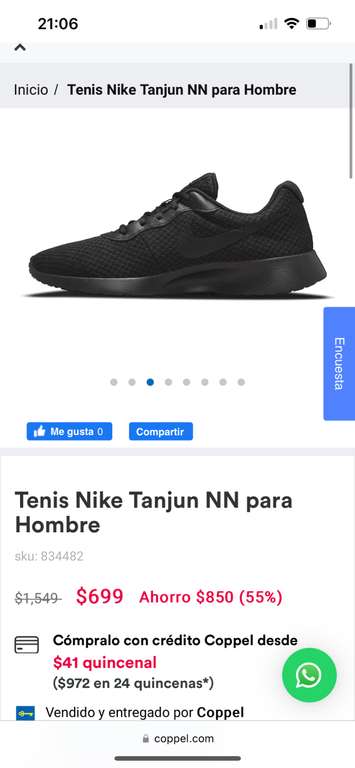 Coppel: Tenis Nike Tanjun NN para Hombre