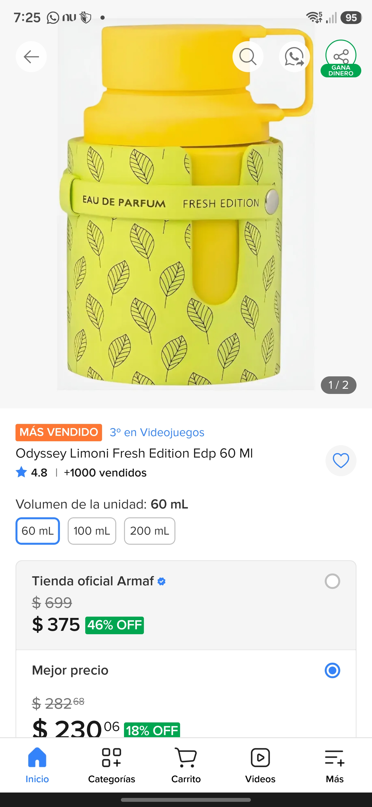 Mercado Libre: Odyssey Limoni Fresh EDP