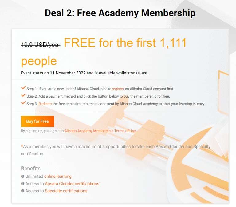 Aprende algo de nube dinero: Estudia en Alibaba Academy por 1 año gratis (Para las primeras 1111 personas el 11 de Nov)
