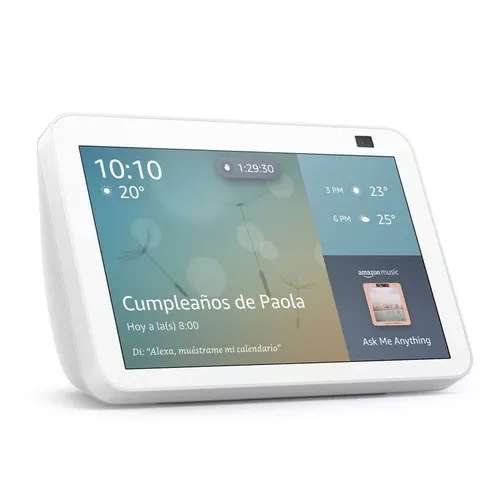 Mercado Libre: Echo Show 8 2nd Gen con asistente virtual Alexa, pantalla integrada de 8" color glacier white 110V/240V