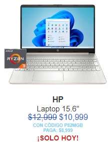 Costco: HP Laptop 15.6" HD AMD Ryzen 3 5300U con descuento SOLO HOY