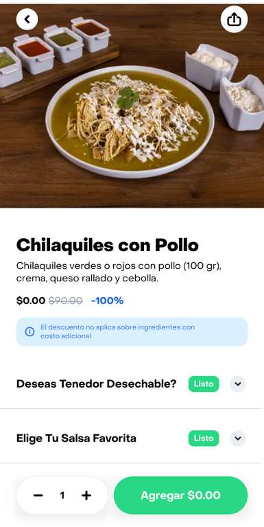 Rappi: Casa de Toño chilaquiles $0 Rappi CDMX