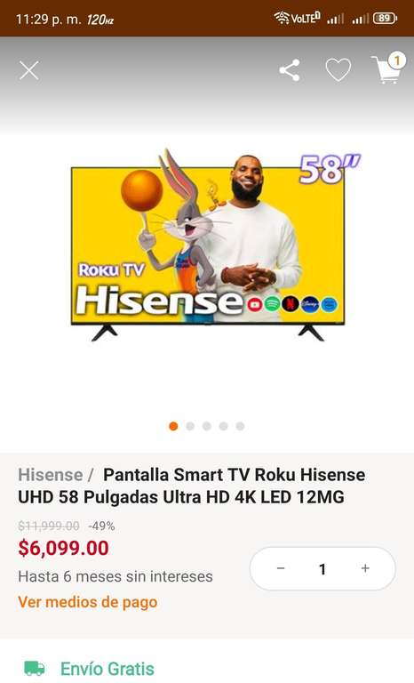 Linio: Pantalla Smart TV Roku Hisense UHD 58 Pulgadas Ultra HD 4K LED 12MG | Pagando con PayPal