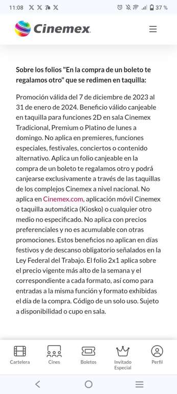 Cinemex: 2x1 en boletos escaneando QR (ver imagen, leer descripción)