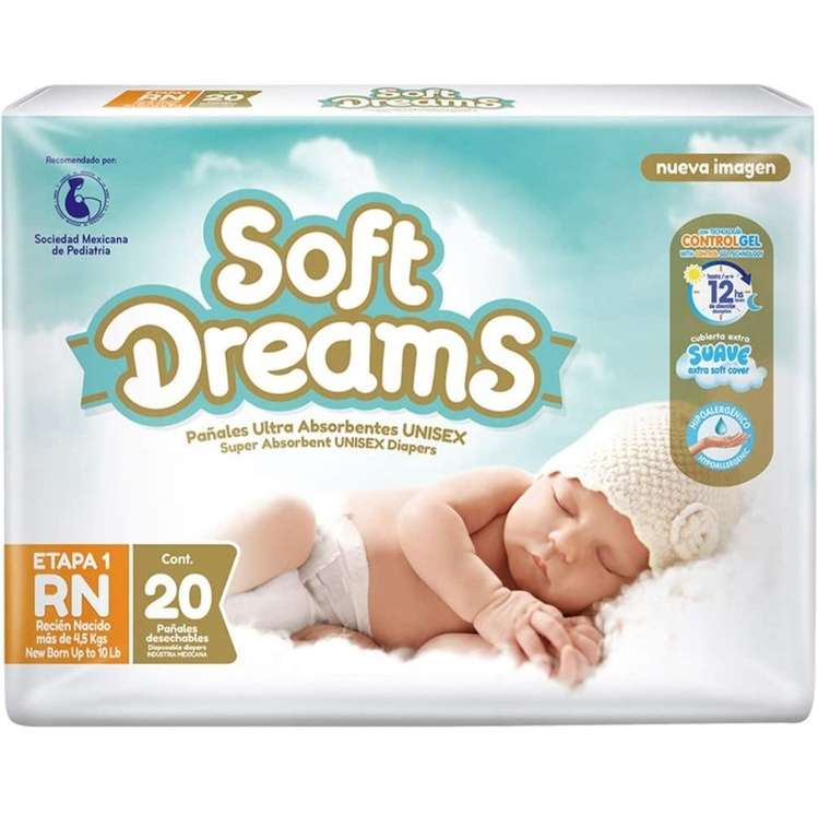 Amazon: Soft Dreams Pañales Para Bebé Etapa 1 Talla Rn 20 Piezas