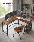 Amazon: VASAGLE ULWD72X - escritorio esquinero, estación de Trabajo de Estudio de Escritura de 54 Pulgadas, Color café rústico y Negro