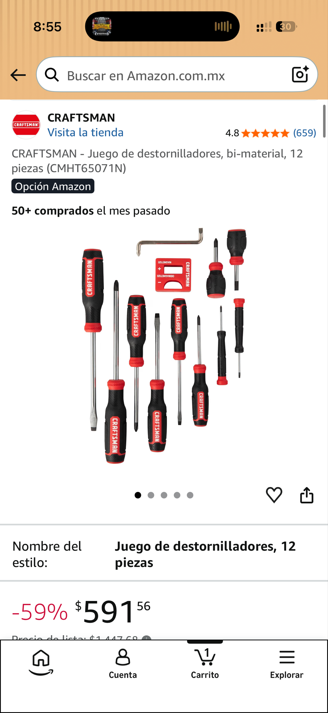 Amazon: CRAFTSMAN - Juego de destornilladores, bi-material, 12 piezas (CMHT65071N)