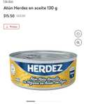 Atún Herdez Agua / Aceite 130 gramos $15.50 (Walmart En línea y físico)