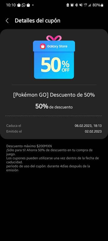 Galaxy Store: Cupón de 50% de descuento en Pokemon Go, límite de $200