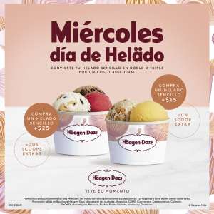 Häagen-Dazs: Convierte tu helado a doble ($15) o triple ($25), únicamente los miércoles | Ciudades seleccionadas.
