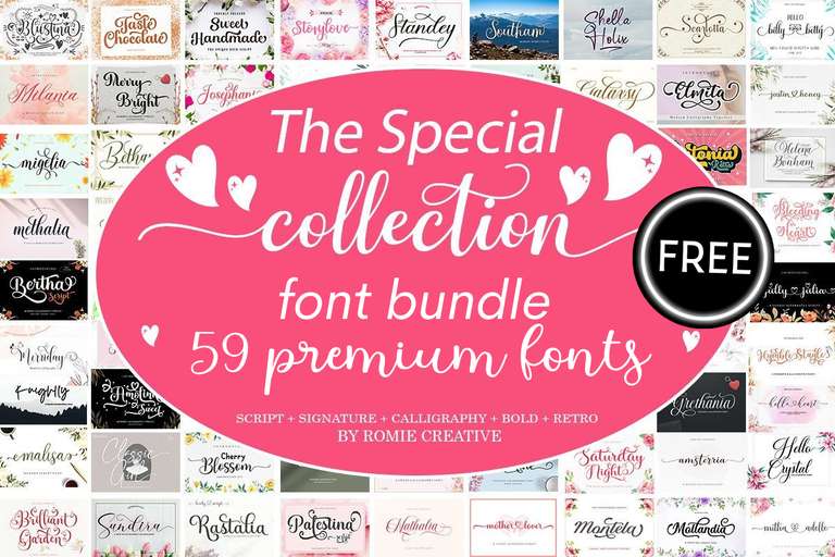 CreativeFabrica | The Special Collection Font Bundle | 59 fuentes premium gratis