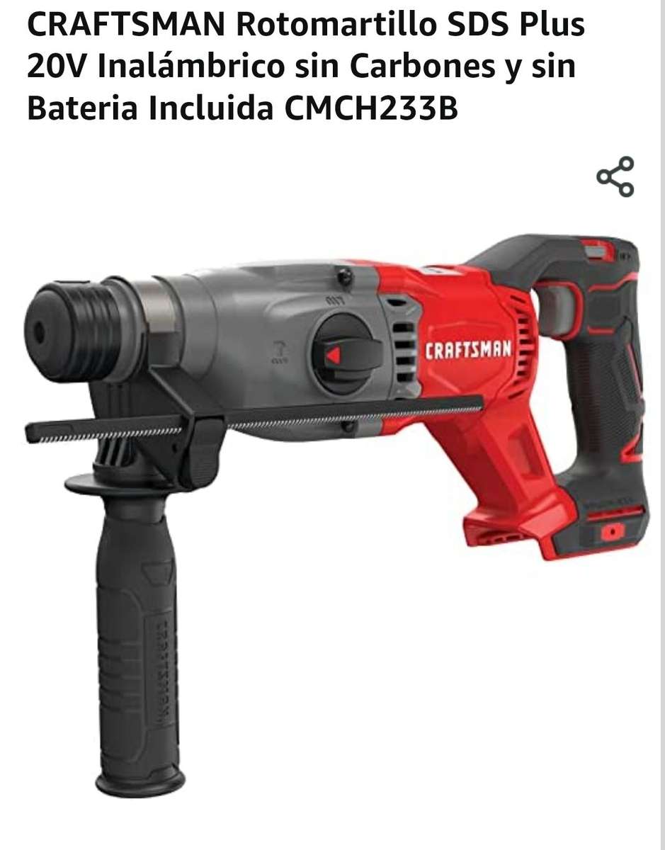 Amazon: CRAFTSMAN Rotomartillo SDS Plus 20V Inalámbrico sin Carbones y sin  Bateria Incluida CMCH233B - promodescuentos.com