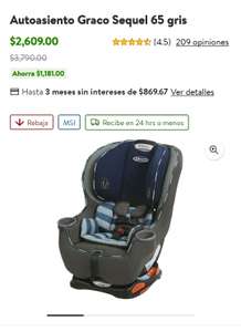 Walmart: Autoasiento para bebe Graco Sequel