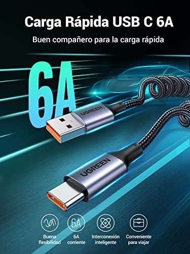 Amazon: UGREEN Cable de resorte USB C a USB A 100W | Oferta Prime Day