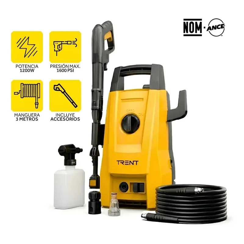 Mercado libre: Hidrolavadora Electrica Portátil 1200w 1600 Psi Alta Presion Amarillo 60hz Para Lavar Carros