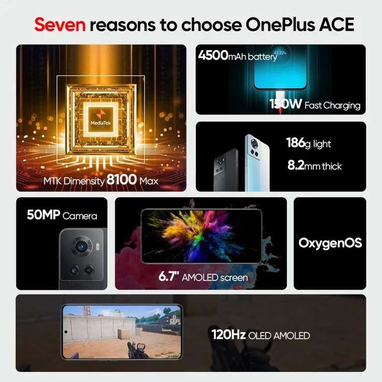 AliExpress: Smartphone OnePlus Ace 5G 12GB/256GB OLED | envío desde México