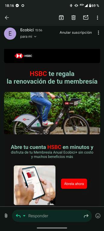 HSBC: Membresía Ecobici gratis al abrir tu cuenta con $5000 | usuarios seleccionados