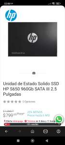 SSD Hp 960 Gb en Digitalife | Precio pagando en 1 exhibición